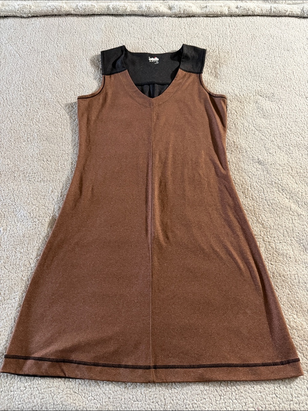 Kavu Brown Midi Dress with Black Trim Medium